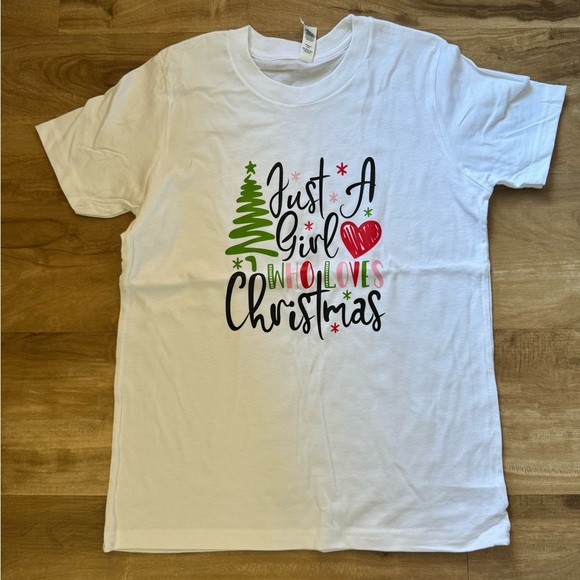 Other - Girls Youth Large White Shirt Just A Girl Who Loves Christmas Graphic 14 / 16